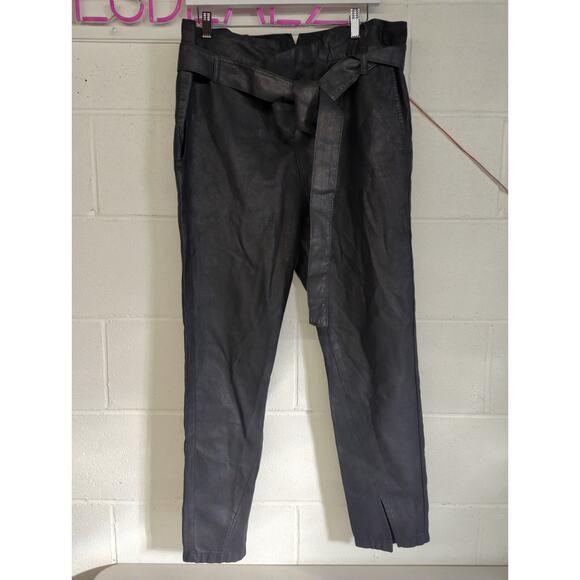 New AG Adriano Goldschmied Small Black Gerren Paperbag Tie Waist Split Hem Pants - Picture 2 of 5